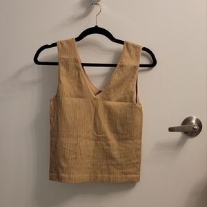 Tan, ribbed v-neck tank top